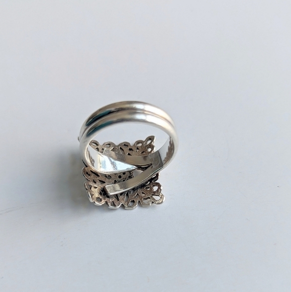 G2 St. Michael's Adjustable Statement Ring Silver Filigree Square Pendant - sz 7 - Picture 9 of 12